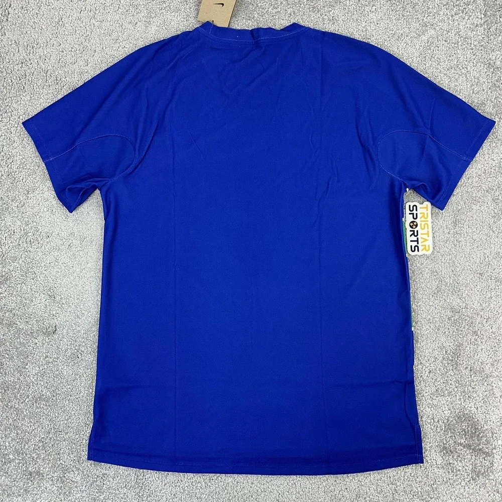 Nike Court Dri-FIT ADV Tennis Shirt Mens Medium Blue Green Striped FZ6934-539